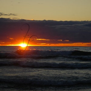 beach sunset waves photography, lake michigan photograph, photography, wall art