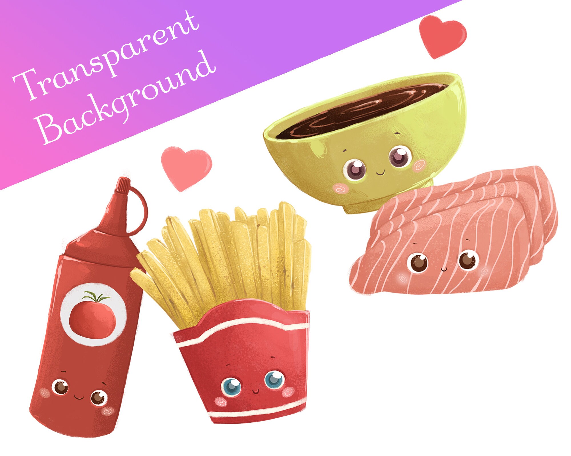 Cute Food Couples Cliparts • Kawaii Food Stickers • Romantic Food PNG ...