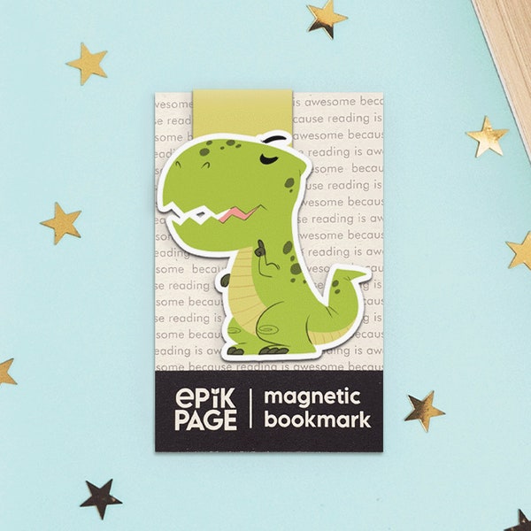 Dinosaur - Magnetic bookmark  || t-rex, happy planner, literary book lover gift, paper clips, book lover, planner bookmark, marque-page