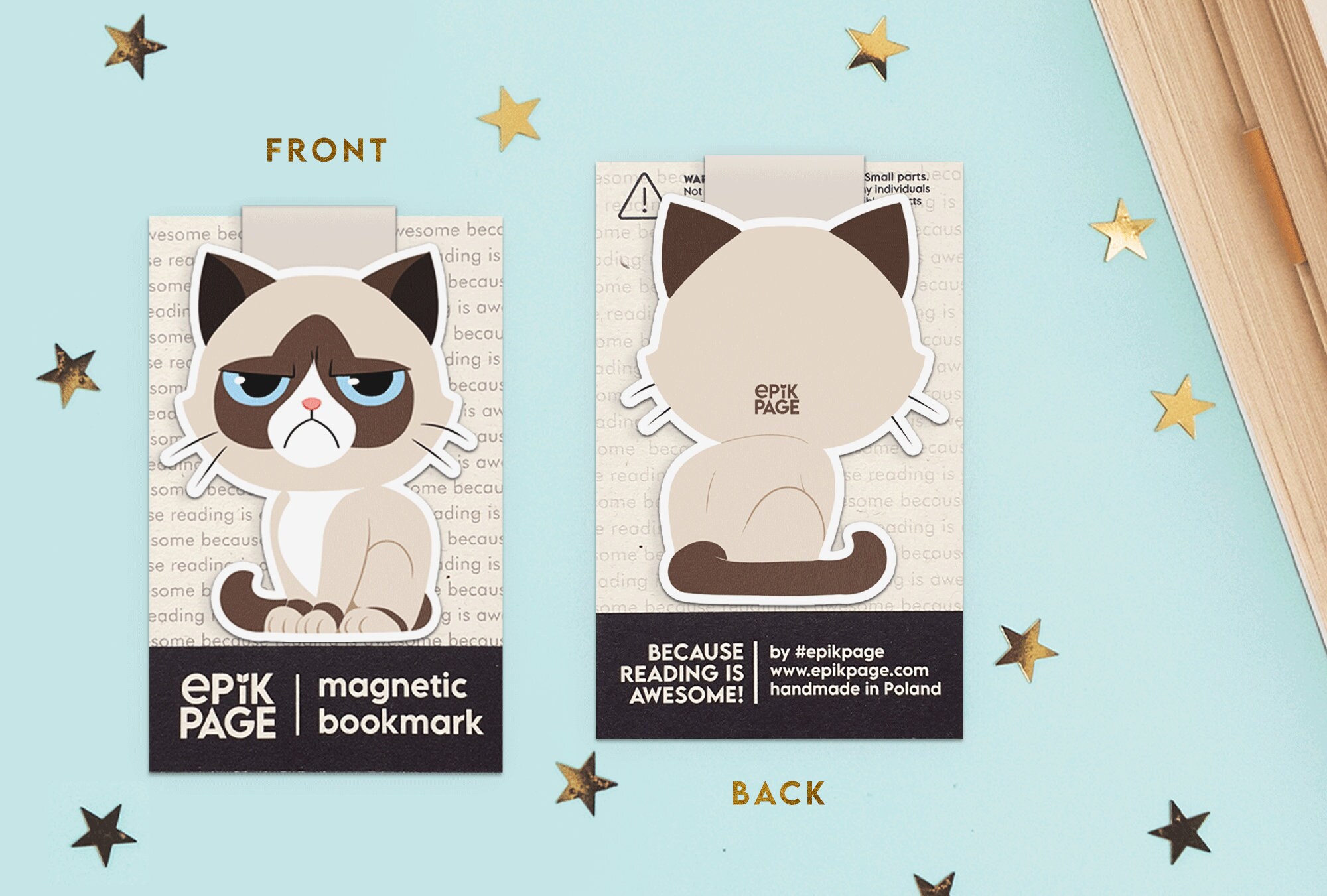 Grumpy Cat Magnetic Bookmark Cat Happy Planner Literary | Etsy