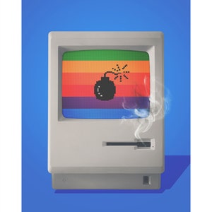 Vintage Computer Wall Art: Vintage Tech Decor, Retro Humour, 1980s Personal Computer, Mac Fan Art, Mac Classic