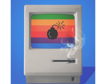 Vintage Computer Wall Art: Vintage Tech Decor, Retro Humour, 1980s Personal Computer, Mac Fan Art, Mac Classic