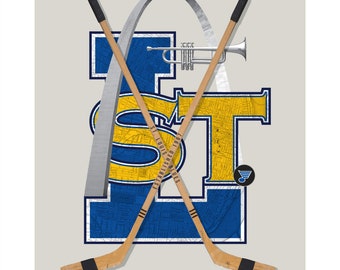 St. Louis Blues-inspired Hockey Art Print: Hockey Wall Art Print, Man cave Art, NHL Hockey, Sports Fan Art