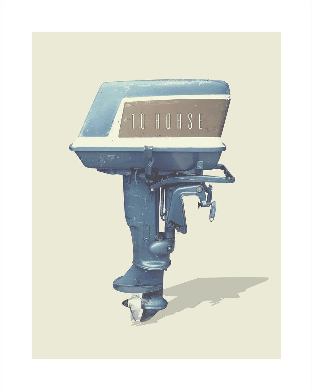 Outboard Boat Motor Art Print: 1958 Vintage 10hp. Retro Wall - Etsy