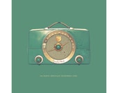 AM Radio Invention - Wall Art Print (TEAL) 1960s Radio, Vintage Office Art, Art for radio collectors, Man cave wall Art, Retro Art