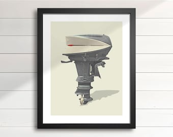 1961 Evinrude Lark III Outboard Motor Wall Art – 40HP Vintage Boat Engine, Retro Nautical Cottage & Man Cave Decor