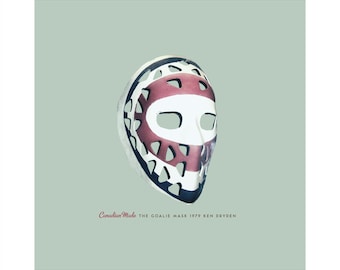 Goalie Mask Art Print: Ken Dryden Goalie Mask, Art for Hockey History & Montreal Canadiens Fans, Man Cave Art