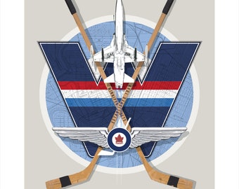 NEW EDITION! Winnipeg Jets-inspired Hockey Art Print, Hockey Wall Art Print, Man cave Art, NHL Hockey, Sports Fan Art