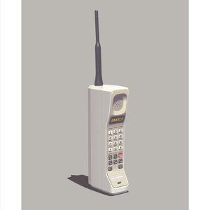 1980s Brick Cellphone Wall Art Print (GREY): Not-so-smartphone, Vintage Telecommunications, Retro Humour, 1980s Tech