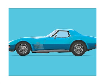 Classic Car Wall Art: Wall Decor for Automotive Fans, Man Cave Art, Vintage Artwork, 1970 Chevrolet Corvette Stingray