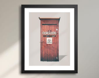 Funny Outhouse Wall Art – Rustic Cottage Bathroom Decor, Vintage Latrine Sign ‘Leave a Deposit’