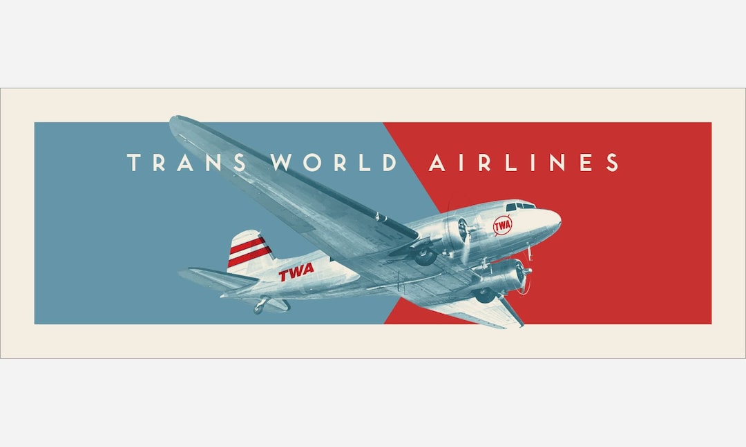 Douglas DC-3 Wall Art: Vintage Trans World Airlines TWA Ticket Wall ...