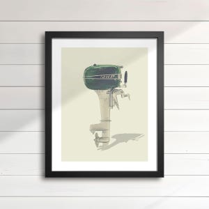 1947 Mercury Outboard Motor Wall Art – 10HP Vintage Boat Engine, Retro Nautical Wall Decor for Cottage & Man Cave