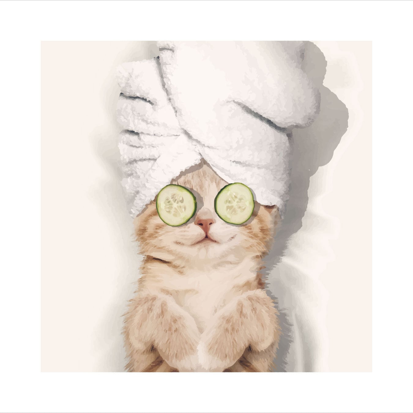 Spa Kitty Art Print Wall Art for Cat Lovers Cute Kitten Etsy