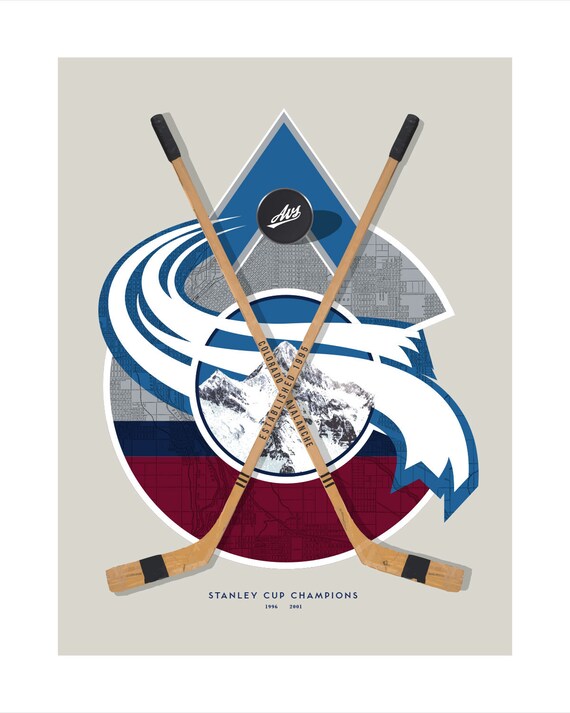 Colorado Avalancheinspired Hockey Hockey Wall Art Print Man Etsy