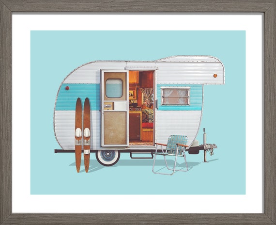 1963 Yellowstone Camping Trailer. Digital Painting of a Vintage