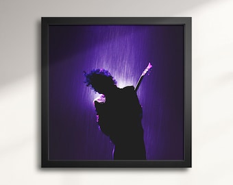 Prince Purple Rain Music Wall Art—Guitar Legend Print, 80s Rock Icon Decor, Pop Music Tribute Poster, High Priest of Pop, Prince of Purple