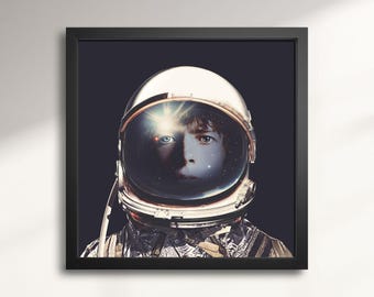 David Bowie Space Oddity Wall Art – Major Tom Astronaut Print, 60s 70s 80s British Rock Decor, White Duke Music Legend, Ziggy Stardust