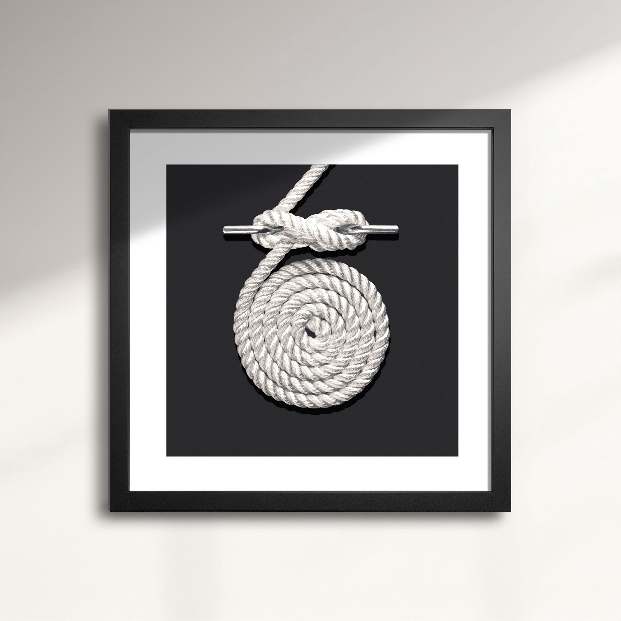Black frame, rope knot design on the side. Square rope frame with knots and loops Stock Vector Image  main image 2