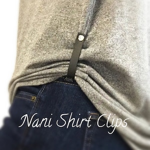 Nani Shirt Clips, Black, Brown, White and Additional Colors, Faux Leather, Magnetic, Shirt Accessories, 1 Pair (2 clips)