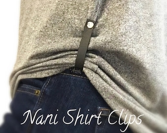 Nani Shirt Clips, Black, Brown, White and Additional Colors, Faux Leather, Magnetic, Shirt Accessories, Set of 2