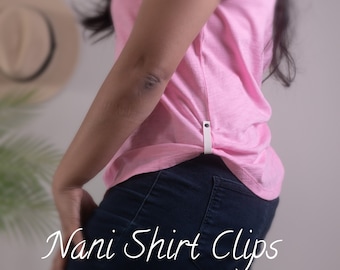 Nani Shirt Clips, Faux Leather w/ Rivet  Cap Color Option, Magnetic Shirt Accessories, 1 Pair (2 clips)