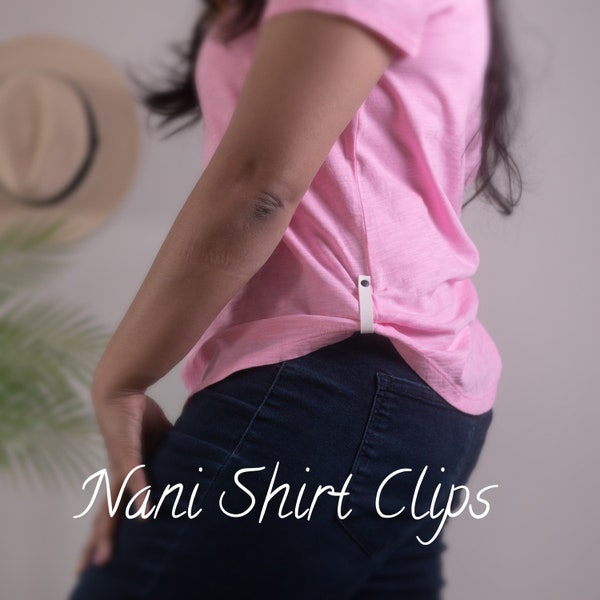 Nani Shirt Clips, Faux Leather w/ Rivet  Cap Color Option, Magnetic Shirt Accessories, 1 Pair (2 clips)