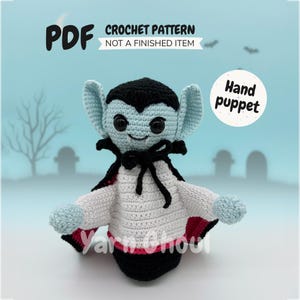 Hand Puppet Pattern for Vampire Crochet, Amigurumi with Reversible Cape PDF