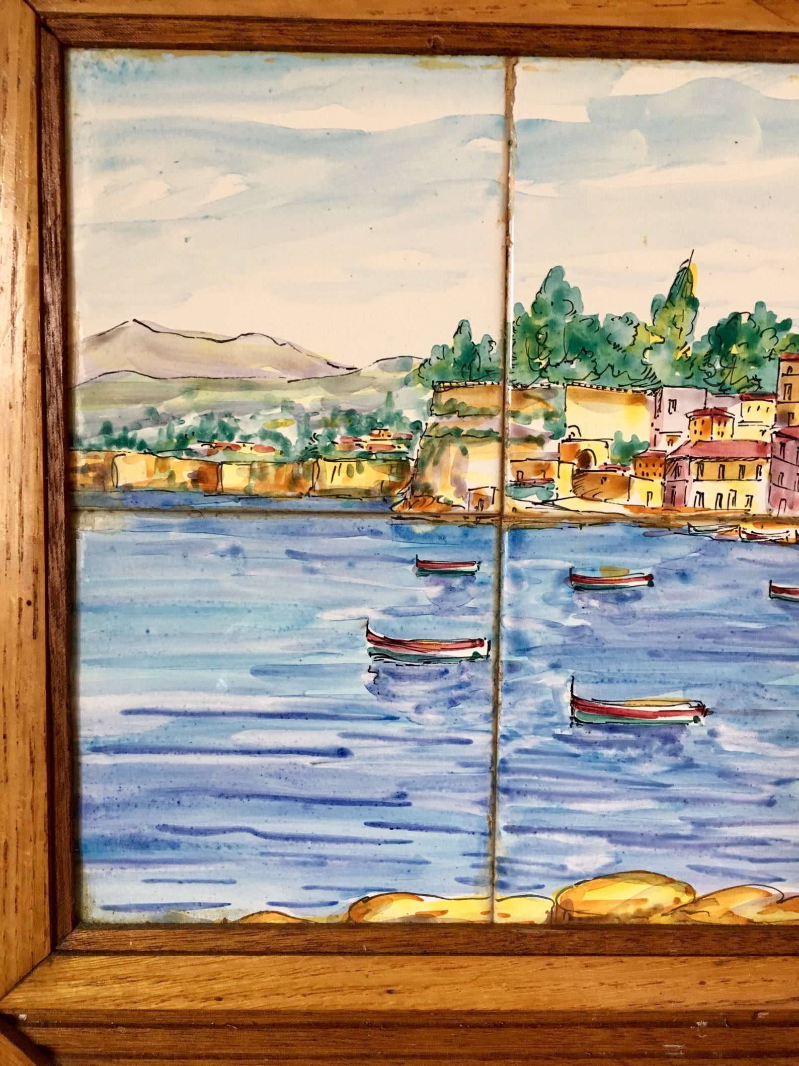 Italy Ceramic Tile Mural Hand Painted Sorrento Unique Frame - Etsy