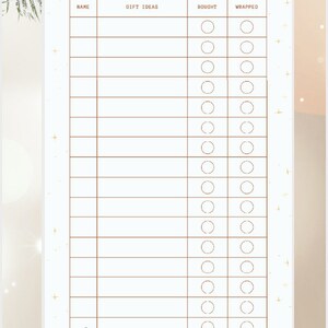 Weihnachten Gold Digitale Geschenkliste | Druckbare Weihnachtsliste | Kinder Weihnachtsgeschenk Liste | Urlaub Weihnachten Liste Weihnachten Wunschliste