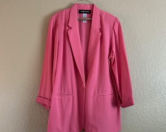 Vintage Sag Harbor Lightweight Blazer in Pink, Summer Blazer, Mom Blazer