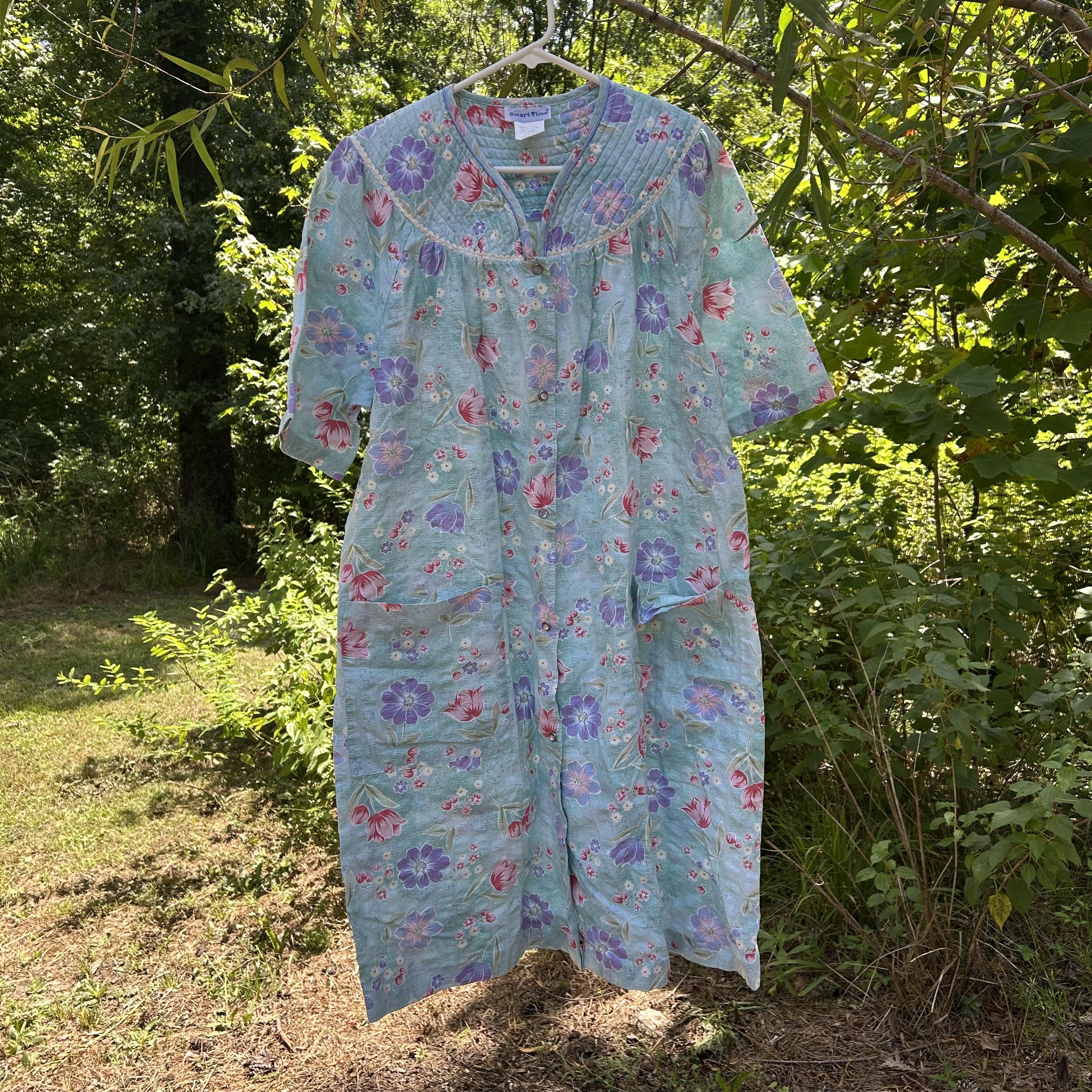 old lady duster dress Women's Snap Front House old lady dresses