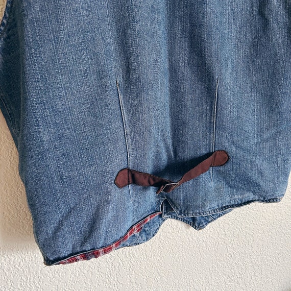 Vintage Denim Vest with Leather Details, Vintage … - image 4