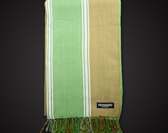 100% algodón (100x170cm) - Verde/Blanco 'Mojito' Kikoy keniano / Sarong / Tiro