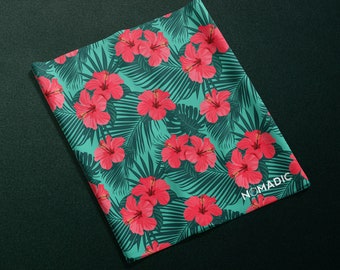 Nomadic - Polaina de cuello sin costuras 'Red Hibiscus'/Bufanda de cuello/Cubierta facial/Bandana/Snood/ Máscara facial de ciclismo/ Calentador de cuello/ Regalos para ella