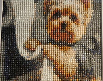 Yorkie Wasting Tissue, Finished Diamond Art Painting, Sparkling Wall Hanging