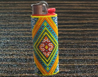 Etui pour briquet Treasure Light en perles à la main, convient aux briquets Bic de grande taille