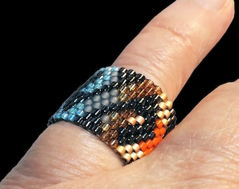 Beaded Miyuki Delica Peyote Hand Weaved Ring