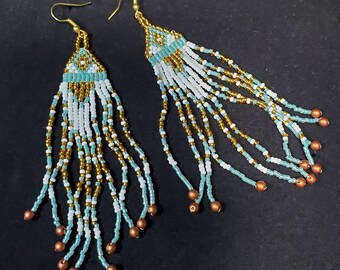 Native American Beaded Earrings: Turquoise Boho Style