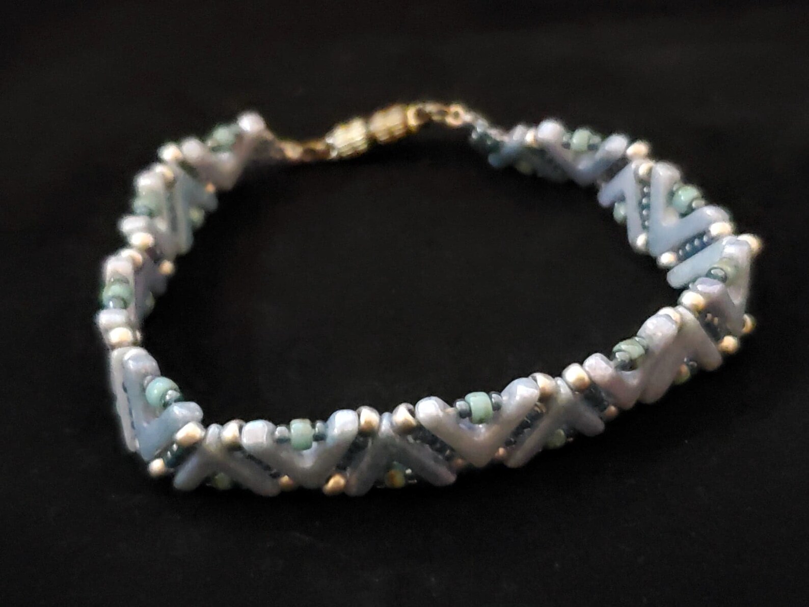 Blue Ava Bracelet, Bead Weaving Jewelry, Handwoven Beaded Bracelet