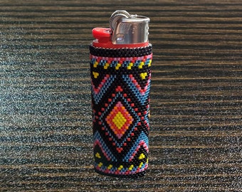 Étui pour briquet Yuma en perles à la main, convient aux briquets Bic de grande taille