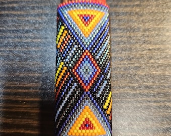 Hand Beaded Colorful Kaleidescope Lighter Sleeve, Cover, Case, Fits Full-Size Bic Lighter