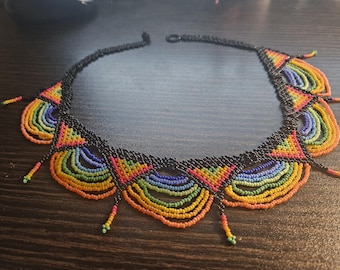 Multi-color Waves Beaded Collar Necklace