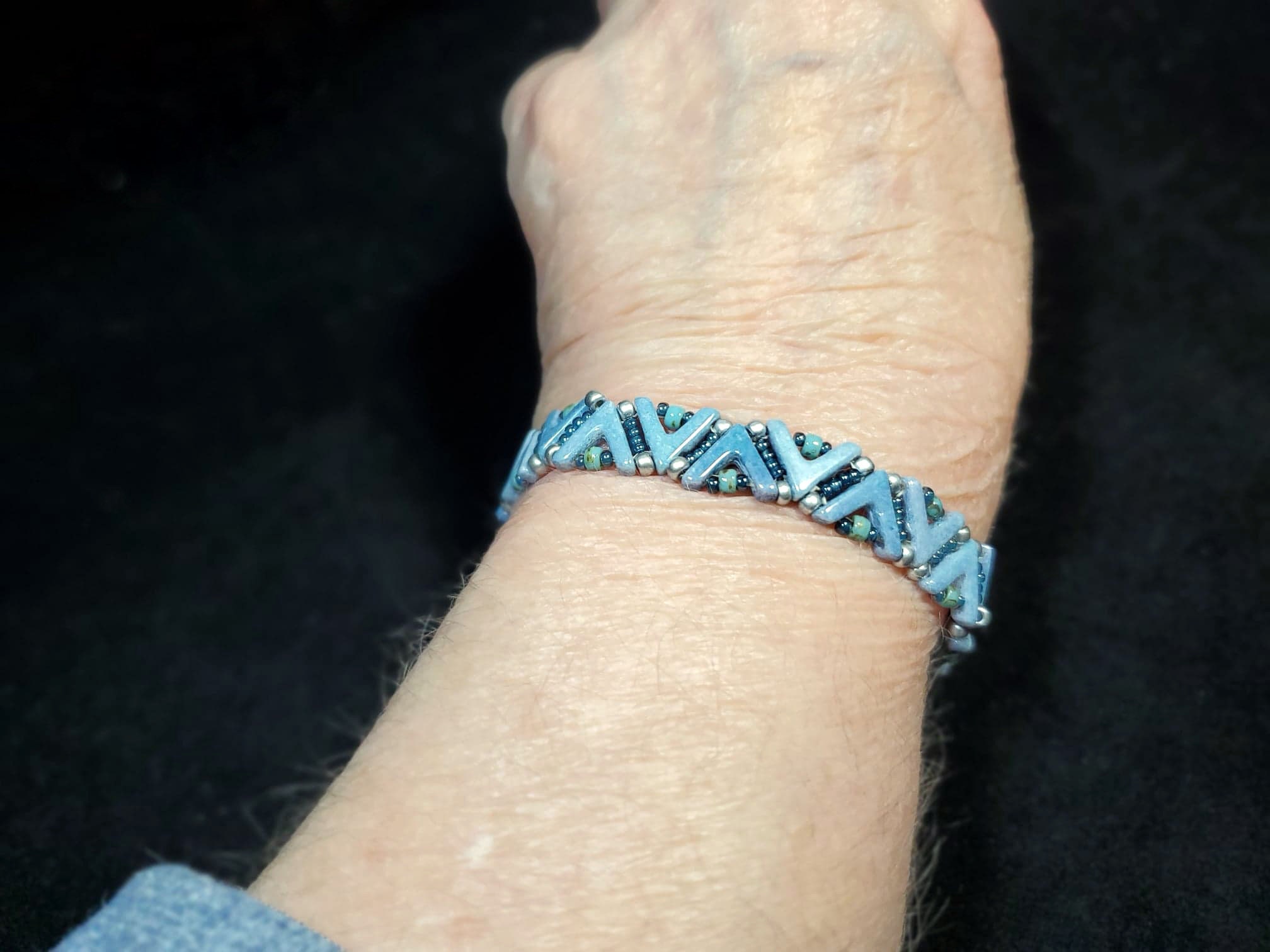 Blue Ava Bracelet, Bead Weaving Jewelry, Handwoven Beaded Bracelet