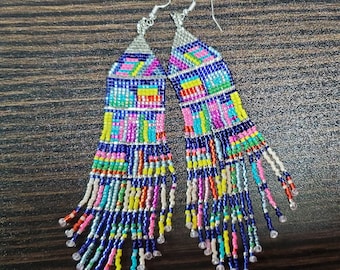 Bookshelf Fringe Beaded Earrings