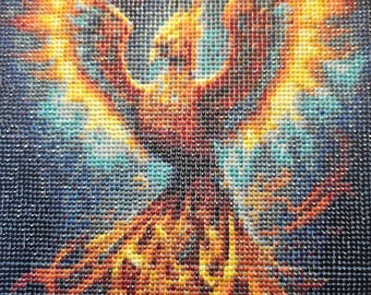 Phoenix Finished Diamond Art Painting, Sparkling Wall Hanging 40x40cm