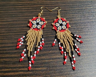 Huichol Hand Beaded Fringe Earrings