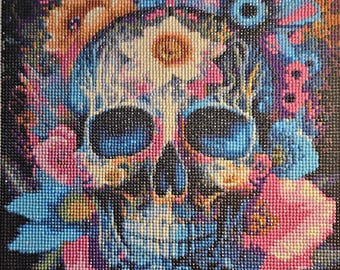 Sugar Skull Finished Diamond Art Painting, Sparkling Wall Hanging