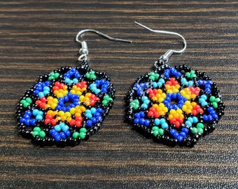 Huichol Hand Beaded Earrings