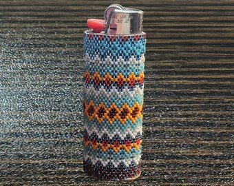 Étui à briquet en perles zigzag, perles de rocaille Miyuki Delica, convient pour briquet Bic
